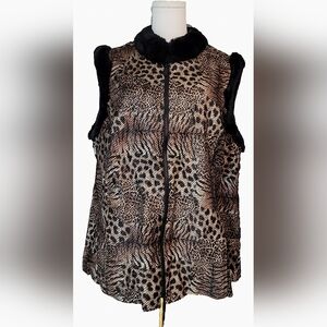 Bob Mackie Art Retro Black and Brown Faux Fur Vest
